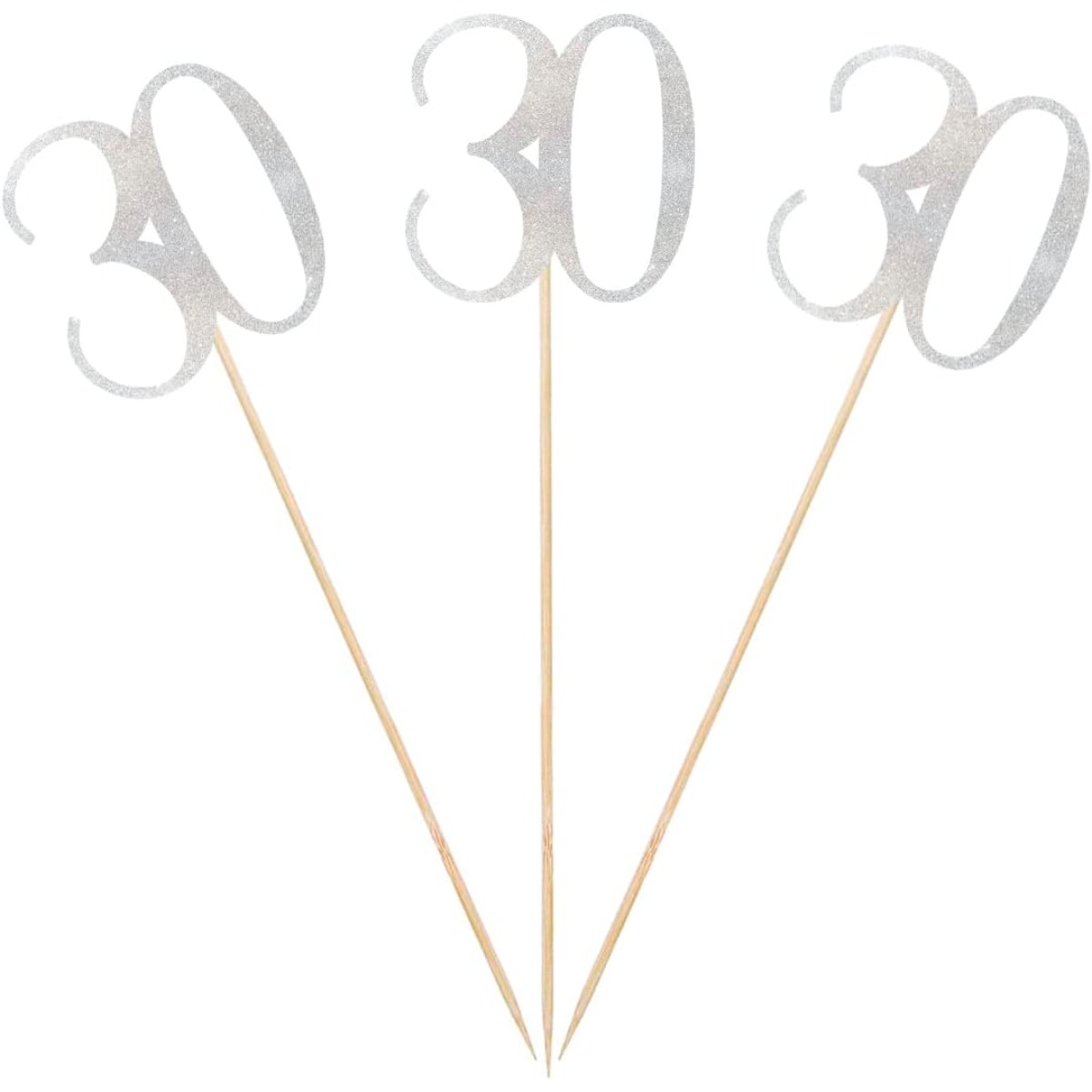 Centerpiece Stick - 9 adet Gümüş Parıltılı 30. Doğum