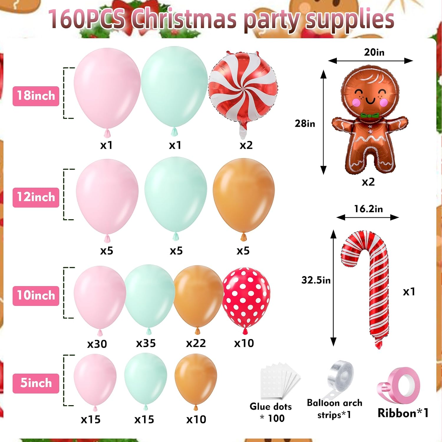 160 Adet Noel Balonu Kemer Süs - Balloon Arch Kit incelemesi ve fiyatı