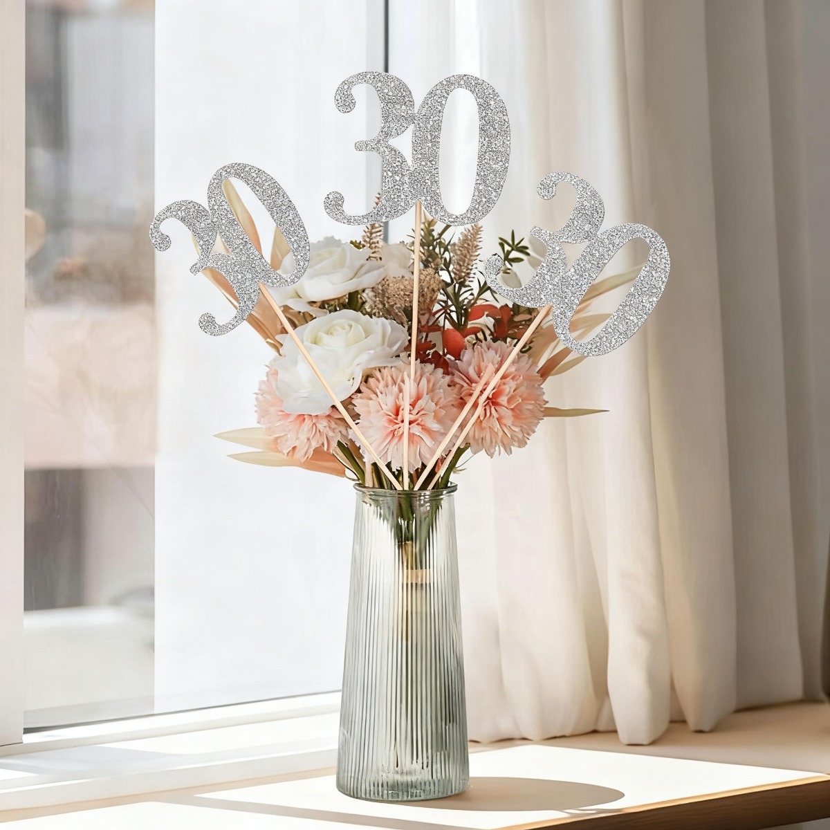 9 adet Gümüş Parıltılı 30. Doğ - Centerpiece Stick incelemesi ve fiyatı