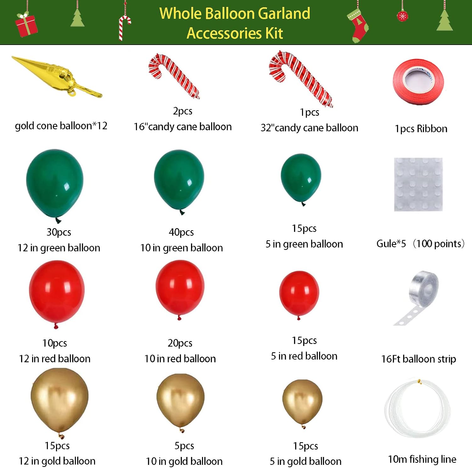 Noel Partisi Süslemeleri için  - Balloon Arch Kit incelemesi ve fiyatı